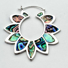 Load image into Gallery viewer, Sunflower Hoops - L/Silver w/Abalone