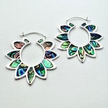 Load image into Gallery viewer, Sunflower Hoops - L/Silver w/Abalone