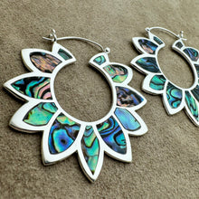 Load image into Gallery viewer, Sunflower Hoops - L/Silver w/Abalone