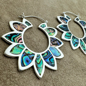 Sunflower Hoops - L/Silver w/Abalone