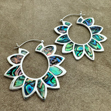 Load image into Gallery viewer, Sunflower Hoops - L/Silver w/Abalone