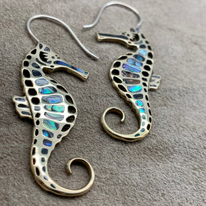 Seahorses - L/Brass & Abalone