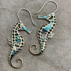 Seahorses - L/Brass & Abalone