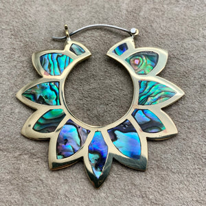 Sunflower Hoops - L/Brass w/Abalone