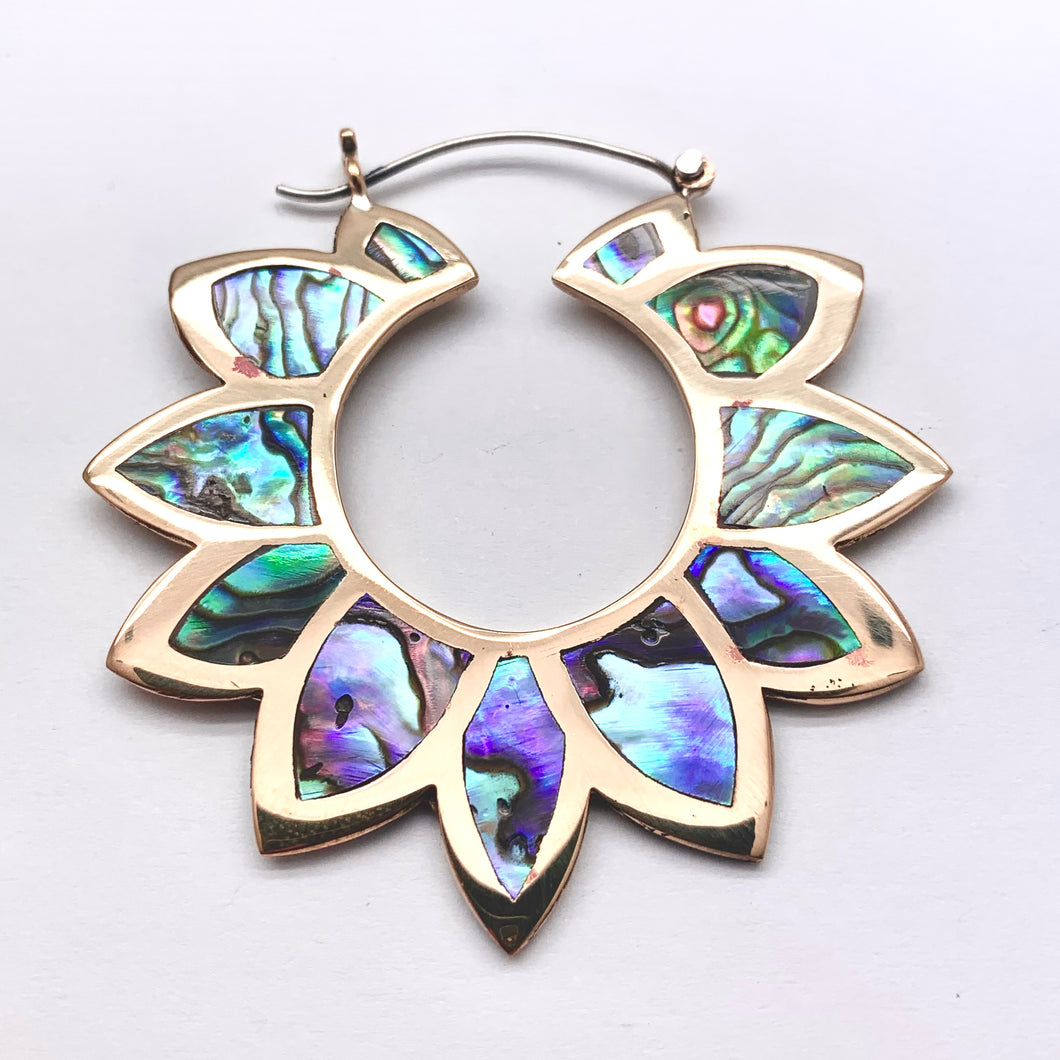 Sunflower Hoops - L/Brass w/Abalone