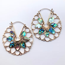 Load image into Gallery viewer, Amaryllis Hoops - L/Brass &amp; Abalone