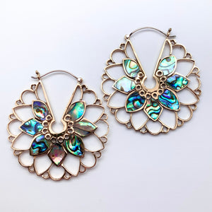 Amaryllis Hoops - L/Brass & Abalone