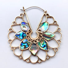 Load image into Gallery viewer, Amaryllis Hoops - L/Brass &amp; Abalone