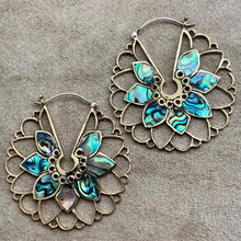 Load image into Gallery viewer, Amaryllis Hoops - L/Brass &amp; Abalone