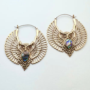 Abalone Owls - L/Brass