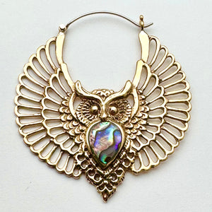 Abalone Owls - L/Brass