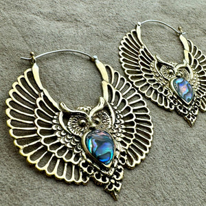 Abalone Owls - L/Brass