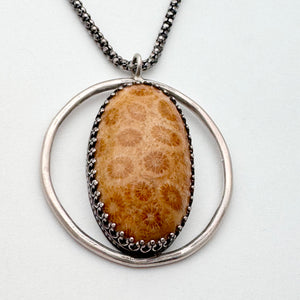 Kavi - Fossil Coral and Sterling Silver Necklace