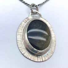 Load image into Gallery viewer, Halo - Golden Sheen Obsidian and Sterling Silver Necklace