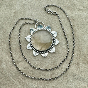 Sunflower - Rutilated Quartz and Sterling Silver Necklace