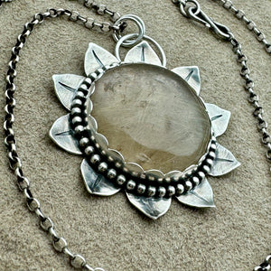 Sunflower - Rutilated Quartz and Sterling Silver Necklace