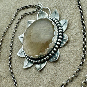 Sunflower - Rutilated Quartz and Sterling Silver Necklace