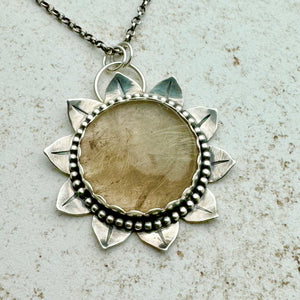 Sunflower - Rutilated Quartz and Sterling Silver Necklace