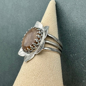 Rutilated Quartz Ring (Size 8.25) - Lotus