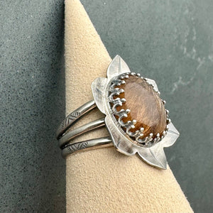 Rutilated Quartz Ring (Size 8.25) - Lotus