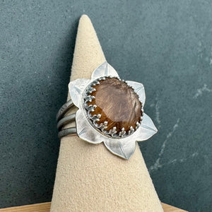 Rutilated Quartz Ring (Size 8.25) - Lotus