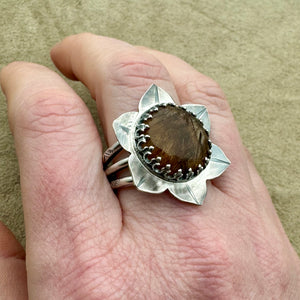 Rutilated Quartz Ring (Size 8.25) - Lotus