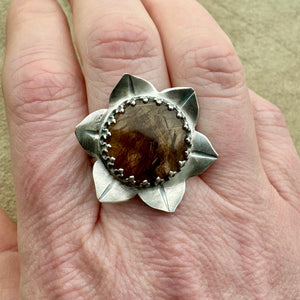 Rutilated Quartz Ring (Size 8.25) - Lotus