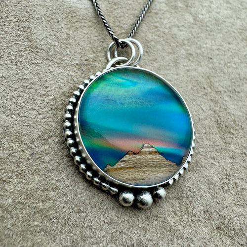 Iceland - Aurora Opal and Sterling Silver Necklace