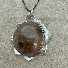 Load image into Gallery viewer, Lotus Flower - Rutilated Quartz and Sterling Silver Necklace