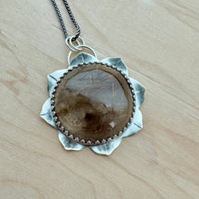 Load image into Gallery viewer, Lotus Flower - Rutilated Quartz and Sterling Silver Necklace