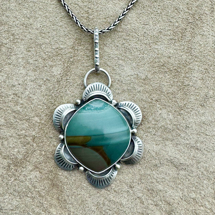 Nova - Serene Blue Mountain Jasper and Sterling Silver Necklace