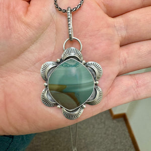 Nova - Serene Blue Mountain Jasper and Sterling Silver Necklace