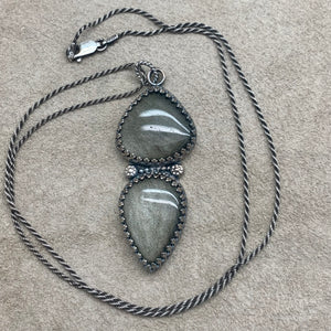 Sephora - Golden Sheen Obsidian and Sterling Silver Necklace