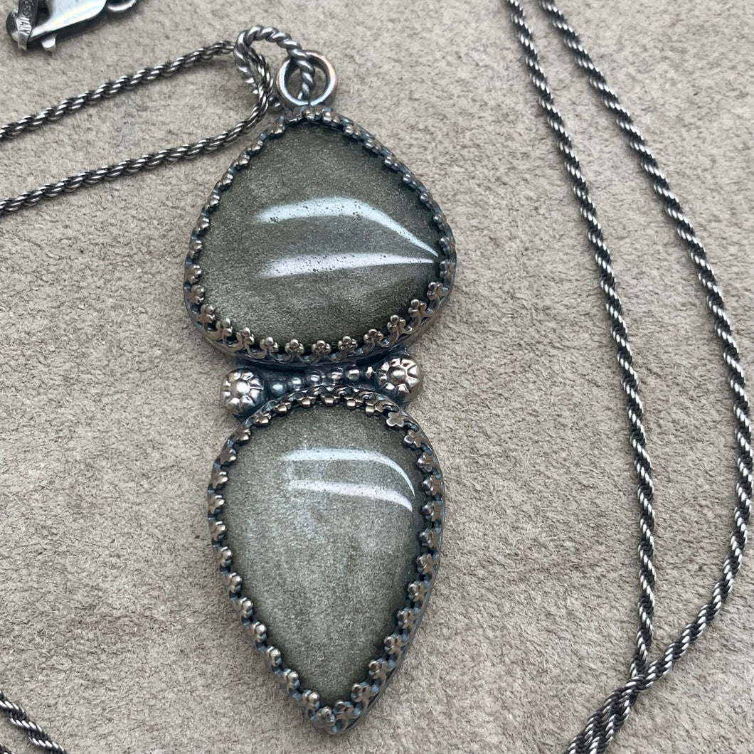 Sephora - Golden Sheen Obsidian and Sterling Silver Necklace