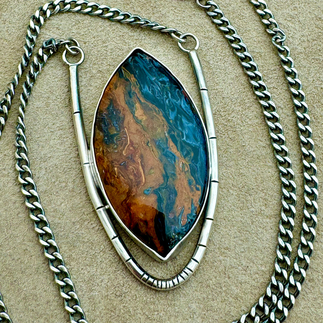 Fire & Ice - Pietersite and Sterling Silver Necklace