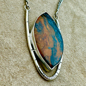 Fire & Ice - Pietersite and Sterling Silver Necklace