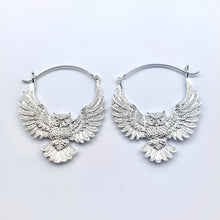 Load image into Gallery viewer, Silver Owl Hoops - Silver Earrings