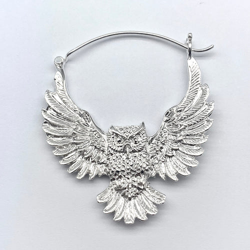 Silver Owl Hoops - Silver Earrings