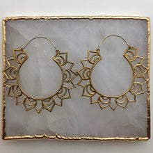 Load image into Gallery viewer, Sunburst Hoops - L/Brass